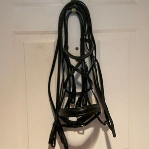 Passier black “convertible” snaffle/double bridle
